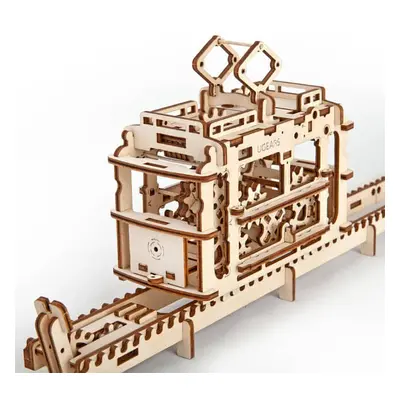 Ugears 3D dřevěné mechanické puzzle Kabinová lanovka s tratí