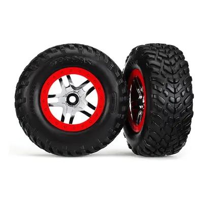 Traxxas kolo 2.2/3.0", disk SCT Split-Spoke stříbrný-červený, pneu SCT S1 (2)