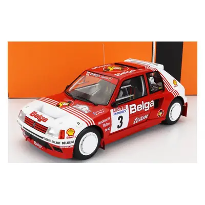 Ixo-models Peugeot 205 T16 Belga N 3 Rally Ypres 1985 B.darniche - A.mahe 1:18 Červená Bílá