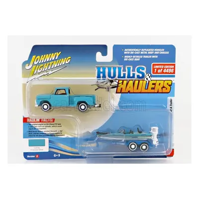 Johnny lightning Chevrolet Stepside Pick-up With Trailer And Boat 1965 1:64 2 Tóny Modré