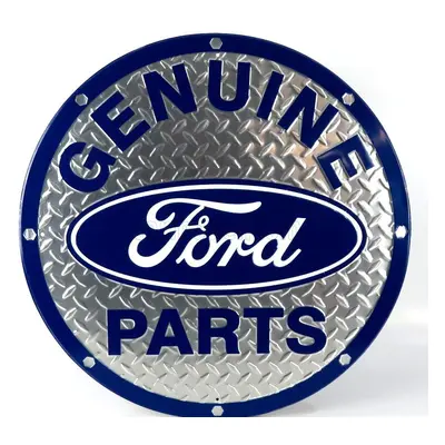 Edicola Accessories Metal Round Plate - Ford Genuine Parts Diamond Plate 1:1 Modrá Stříbrná