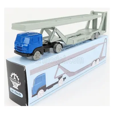 Officina-942 Fiat 682 T2 Truck Bisarca Car Transporter 1955 1:76 Modrá Stříbrná