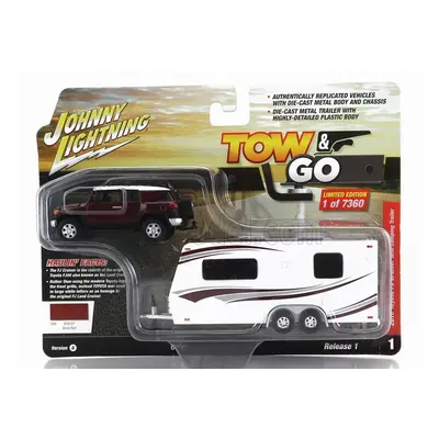 Johnny lightning Toyota Fj Cruiser 200 With Roulotte 1:64 Červená Bílá