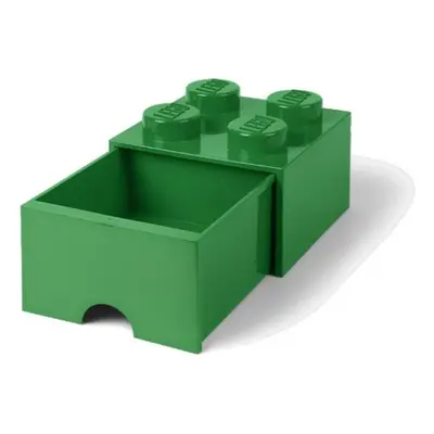 LEGO úložný box s šuplíkem 250x250x180mm - tmavě zelený