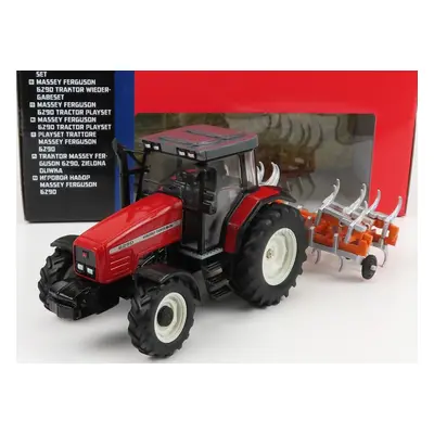 Britains Massey ferguson 6290 Tractor With Trailer 2012 1:32 Červená Oranžová