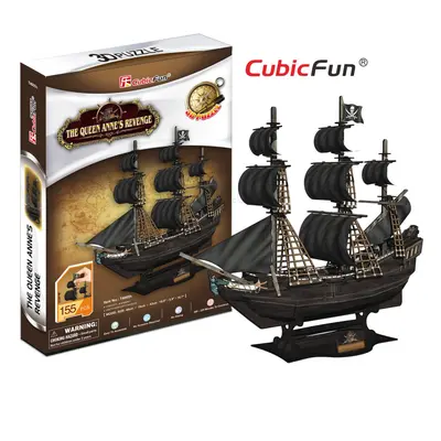 Cubicfun Puzzle Kit 3D In Foam Boat Queen Anne's Revenge Veliero, 155 dílků