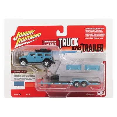 Johnny lightning Hummer H2 With Trailer 2004 1:64 Ocean Blue