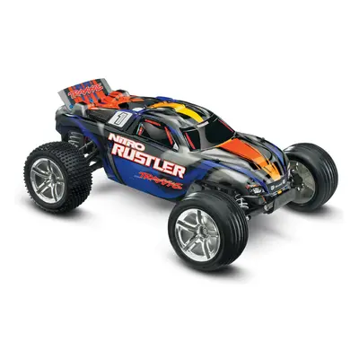 RC auto Traxxas Nitro Rustler 1:10 TQi RTR, stříbrno-modrá