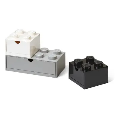 LEGO stolní box se zásuvkou Multi-Pack 3ks, černá/bílá/šedá