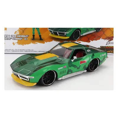 Jada Chevrolet Corvette Zl1 Stingray 1969 With Cammy Street Fighter Figure 1:24 Zelená Žlutá