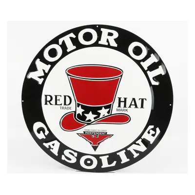 Edicola Accessories Metal Round Plate - Red Hat Gasoline 1:1 Bílá Černá Červená