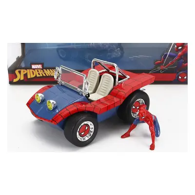 Jada Mayers manx Buggy With Spiderman Figure Marvel 1964 1:24 Modrá Červená