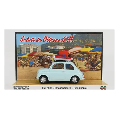 Brumm prom Fiat 500r 1972 - Tutti Al Mare - Saluti Da Oltrona S.m. 1:43, světle modrá