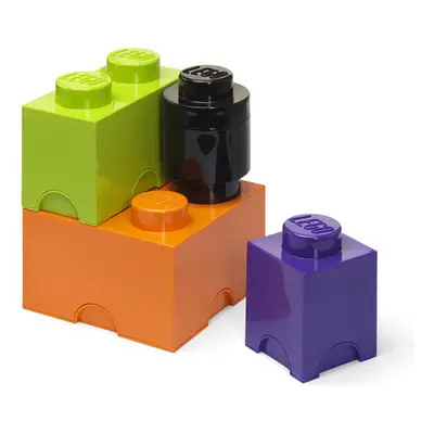 LEGO úložné boxy Multi-Pack 4ks - fialová, černá, oranžová, zelená