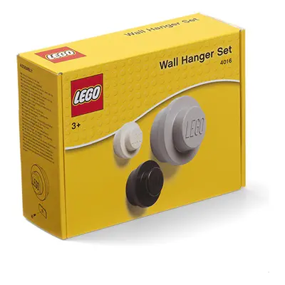 LEGO věšák na zeď (3 ks) - bílá, černá, šedá