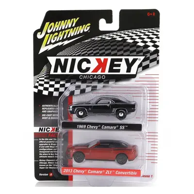 Johnny lightning Chevrolet Set 2x Camaro Ss 1969 + Zl1 Cabriolet Closed 2013 1:64 Černá Červená