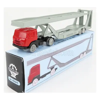 Officina-942 Fiat 682 T2 Truck Bisarca Car Transporter 1955 1:76 Červená Stříbrná