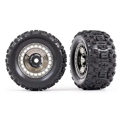 Traxxas kolo 3.8", pneu Sledgehammer, disk černě chromovaný s poklicí (2)