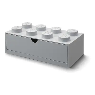 LEGO stolní box 8 se zásuvkou šedý