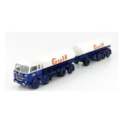 Brekina plast Fiat 690 Millepiedi Tanker Truck Gulf 1960 1:87 Modrá Bílá