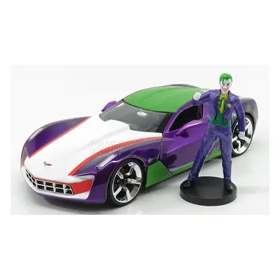 Jada Chevrolet Corvette Stingray With Joker Figure 2009 1:24 Fialová Zelená Bílá