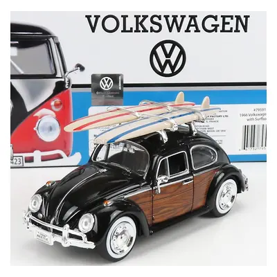 Motor-max Volkswagen Beetle With Surfboard 1968 1:24 Černé Dřevo