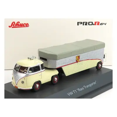 Schuco Volkswagen T1b Continental Motors Porsche Car Transporter 1962 1:64 Krémově Šedá Stříbrná