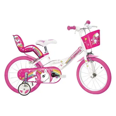 DINO Bikes - Dětské kolo 16" Jednorožec se sedačkou