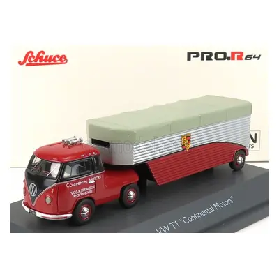 Schuco Volkswagen T1b Continental Motors Porsche Car Transporter 1962 1:64 Červená Černá Stříbrn