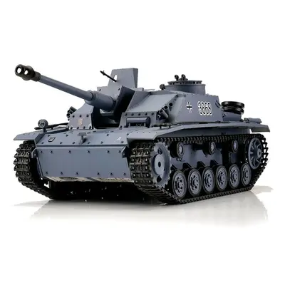 TORRO tank 1/16 RC Sturmgeschütz III, provedení G, šedá kamufláž-BB Airsoft (kovové pásy)