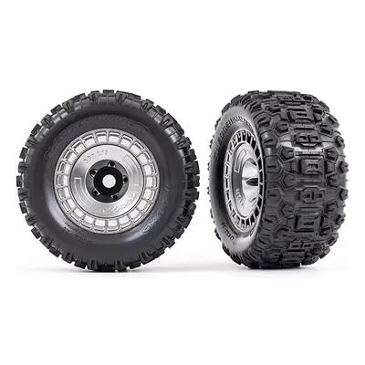 Traxxas kolo 3.8", pneu Sledgehammer, disk polomatně chromovaný s poklicí (2)