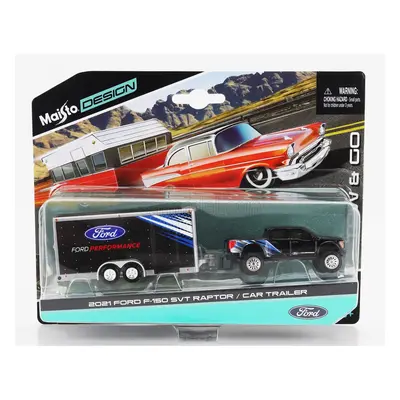 Maisto Ford usa F-150 Svt Raptor Pick-up With Car Transporter Trailer 2021 1:64 Black