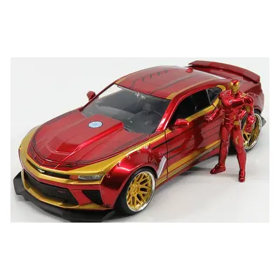 Jada Chevrolet Camaro Coupe With Iron Man Figure 2016 1:24 Červené Zlato