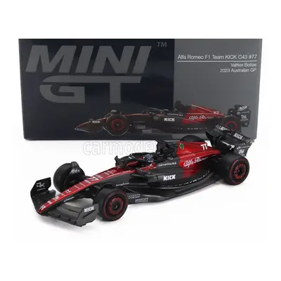 Mini-gt Alfa romeo F1 C43 Team Stake N 77 Australian Gp 2023 Valtteri Bottas 1:64 Černá Červená