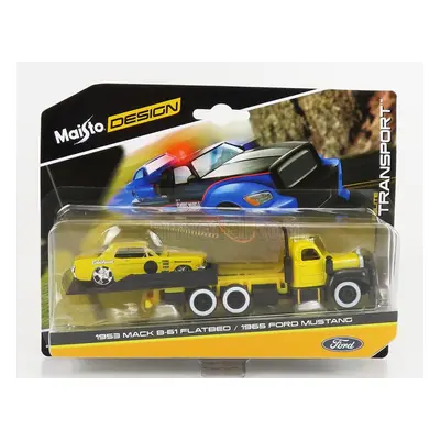 Maisto Mack B-61 Ramp Truck With Ford Usa Mustang 1965 1:64 Žlutá