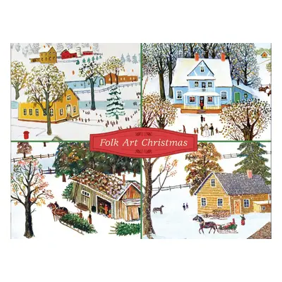 Galison Folk Art Christmas Deluxe Notecard Collection 24 ks