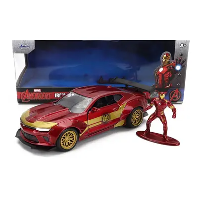 Jada Chevrolet Camaro Coupe With Iron Man Figure 2016 1:32 Červené Zlato