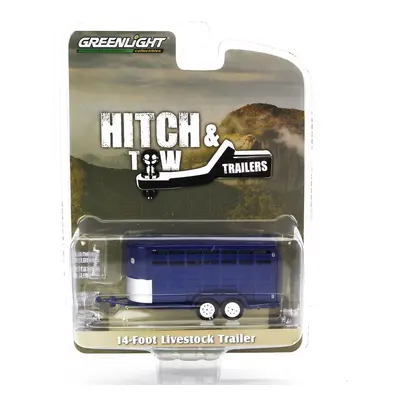 Greenlight Trailer 14-foot Livestock - Trasporto Animali Bestiame 1:64 Blue