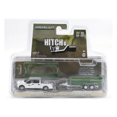 Greenlight Ford usa F-150 Pick-up 2018 With Small Cargo Ups Trailer 1:64 Bílá Zelená