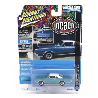 Johnny lightning Oldsmobile 442 W-30 Coupe 1967 1:64 Modrá Zelená S Bílou