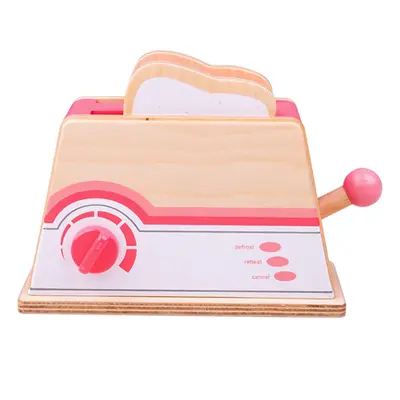 Bigjigs Toys Dřevěný toaster růžový