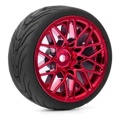 Spec T LS Wheel Offset 3 Red w/Tire 4ks pro 1/10 Silniční