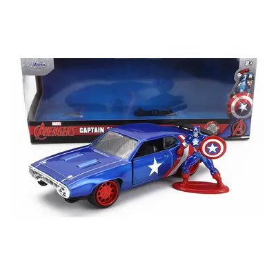 Jada Plymouth Gtx With Captain America Figure 1972 1:32 Modrá Červená Bílá