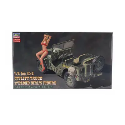 Hasegawa Jeep Willys Mb U.s 1/4 Ton 4x4 Military Utility Truck With Blond Girl Figure 1942 1:24 