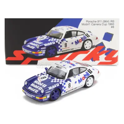 Spark-model Porsche 911 964 Rs Mobil1 N 8 Porsche Carrera Cup 1993 1:64 Modrá Bílá