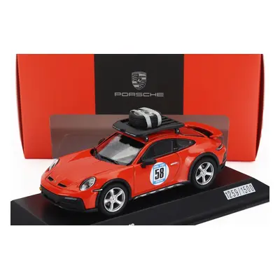 Spark-model Porsche 911 992 N 58 Rally Dakar Red58 Special With Pack Roof 2023 1:43 Krvavě Oranž