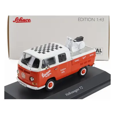 Schuco Volkswagen T2 Double Cabine Pick-up 1962 With Vespa Gs 1:43 Červená Bílá