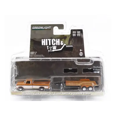 Greenlight Ford usa F-150 Pick-up Ranger Xlt With Trailer Car Transporter 1976 1:64 Žlutá Bílá