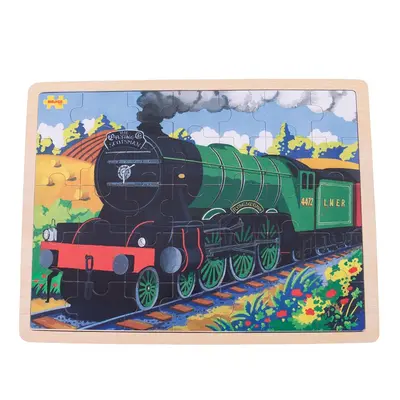 Bigjigs Toys Dřevěné puzzle historický vlak Flying Scotsman 35 dílků