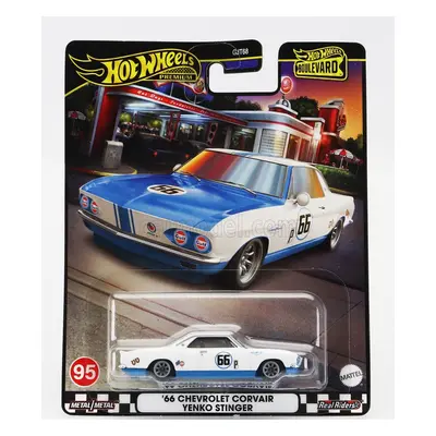 Mattel hot wheels Chevrolet Corvair Yenko Stinger N 66 Racing 1966 1:64 Bílá Modrá